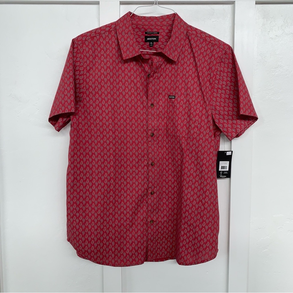 Brixton Red Casual Button Down Shirt with Geometric Print